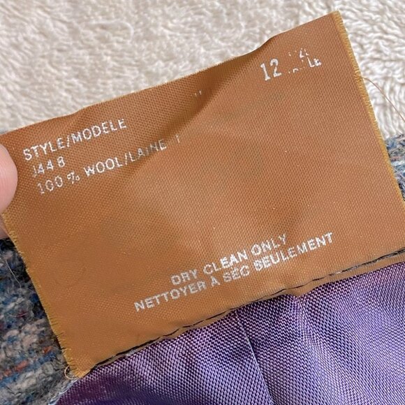 Vintage Ziba Grey Blue Wool Striped Pencil Skirt  S - Picture 4 of 10